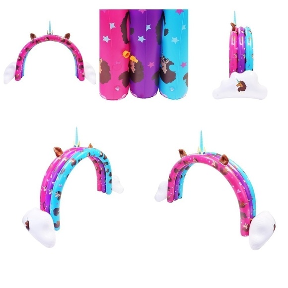 Afro Unicorn Rainbow Arch Sprinkler Outdoor Activity Toy Brand New Pink purple - Picture 4 of 9